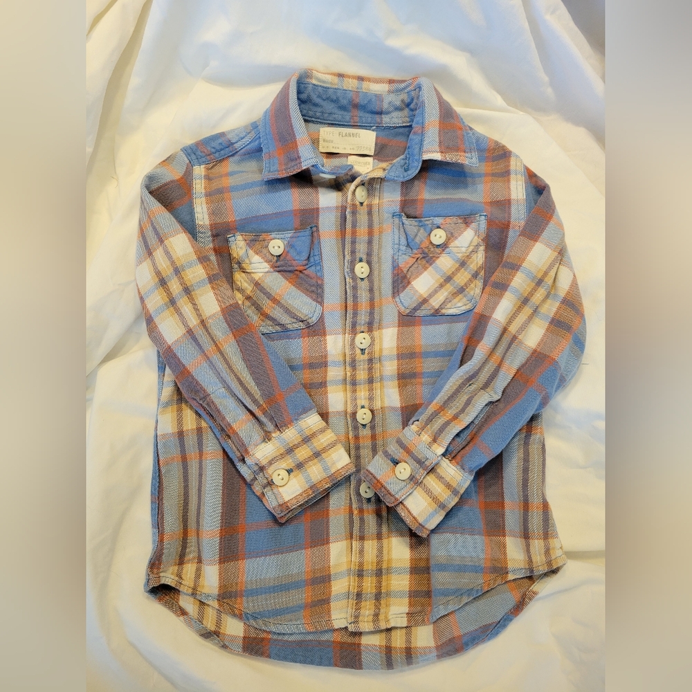 J Crew Kids Crewcuts Flannel, Plaid Buttom Down Shirt Size 3